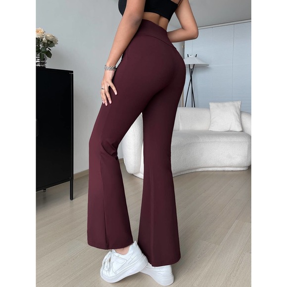 y2k trendy Overlap Waist v Flare Leg Pants - Picture 5 of 11